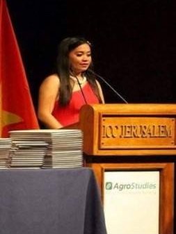 Michelle Rafael during her speech at the graduation ceremony of the Agrostudies Program in Israel
